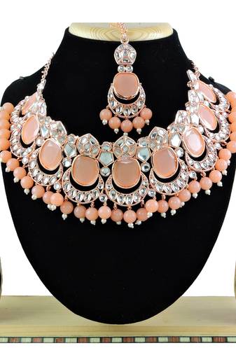 Orange designer function wear ad necklace set