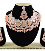 Orange designer function wear ad necklace set