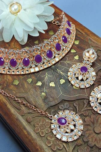 Purple designer function wear ad necklace set