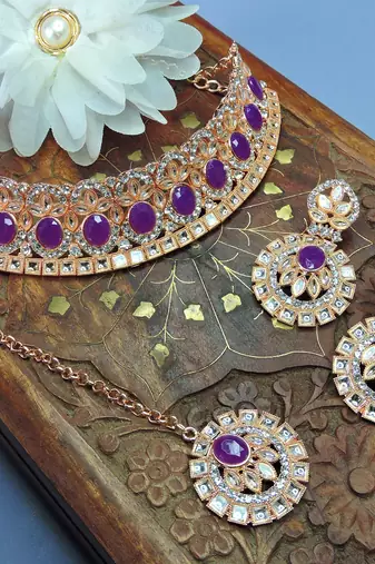 Purple designer function wear ad necklace set