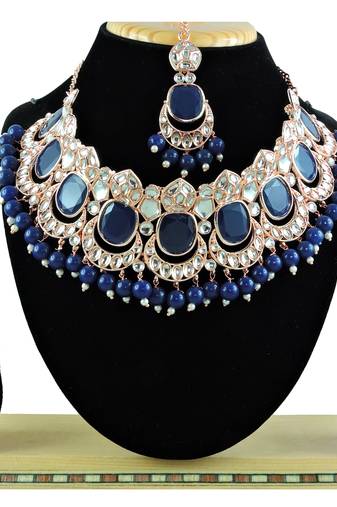 Blue designer function wear ad necklace set