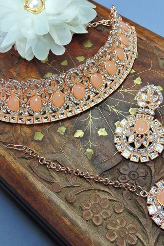 Orange designer function wear ad necklace set
