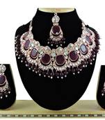 Maroon designer function wear ad necklace set