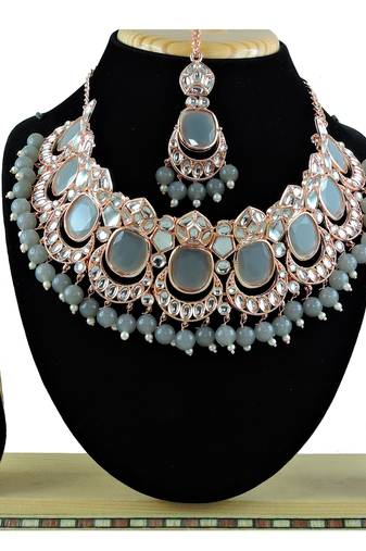 Grey designer function wear ad necklace set