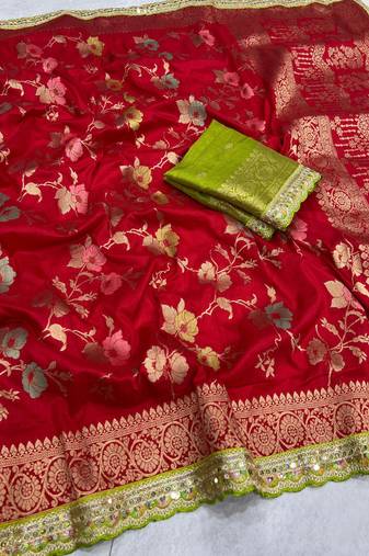 Red Color Soft Dola Silk Saree