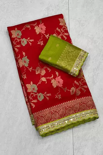 Red Color Soft Dola Silk Saree