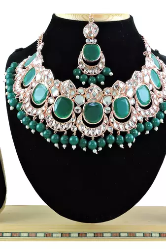 Green designer function wear ad necklace set