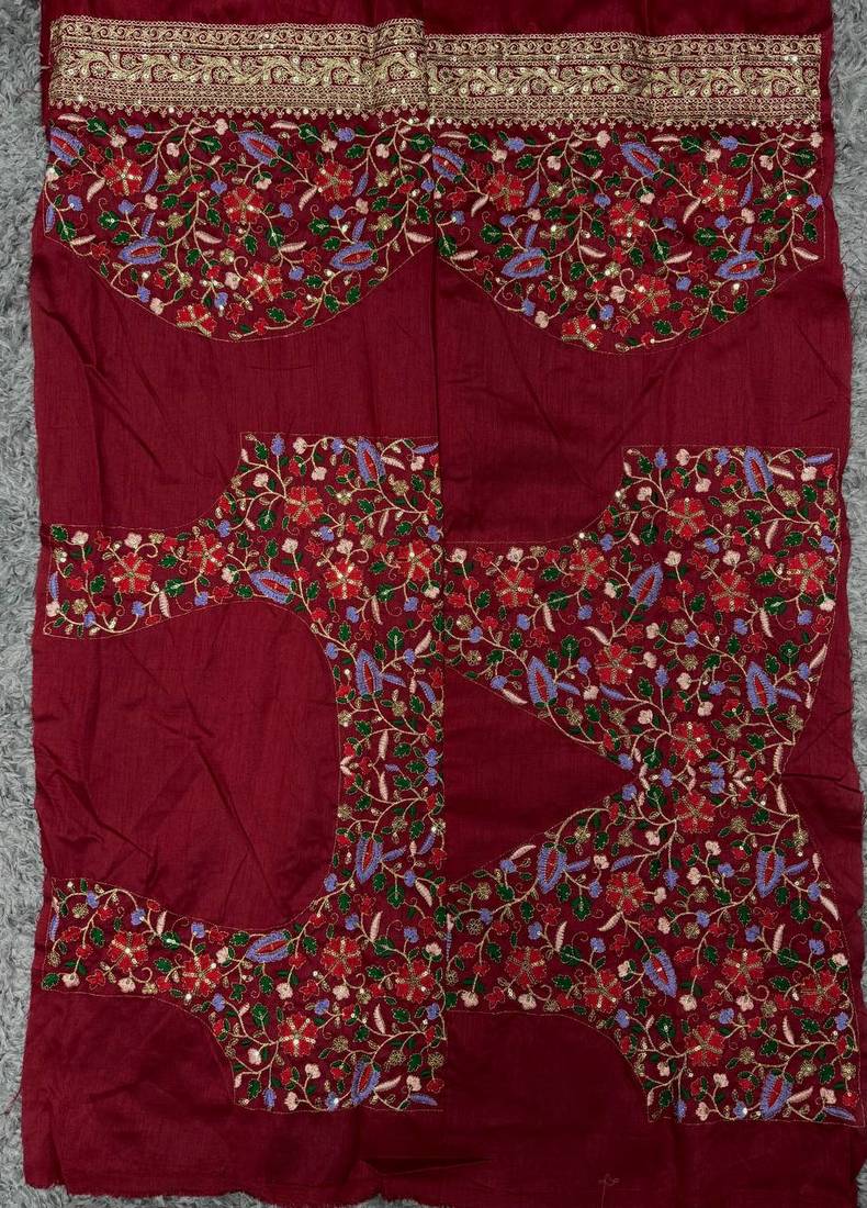 Light Peach Sequins And Cording Embroidered Twil Net With Banarasi Crush Saree