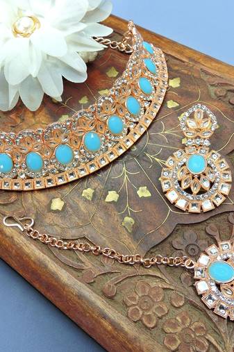 Turquoise designer function wear ad necklace set