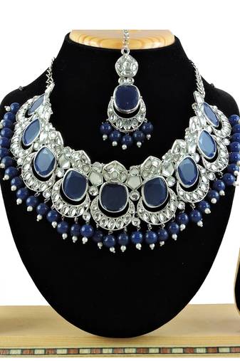 Blue designer function wear ad necklace set