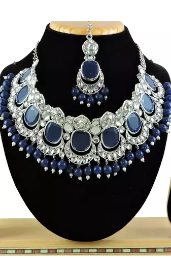 Blue designer function wear ad necklace set