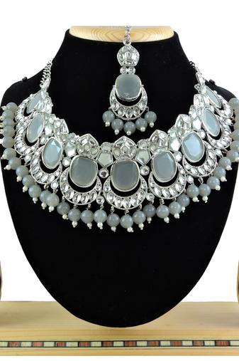 Grey designer function wear ad necklace set
