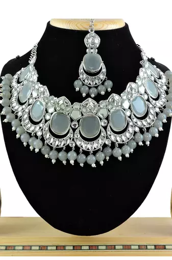 Grey designer function wear ad necklace set