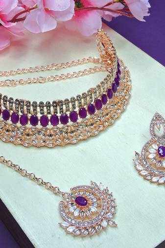 Purple designer function wear ad necklace set