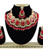 Red designer function wear ad necklace set