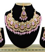 Pink designer function wear ad necklace set