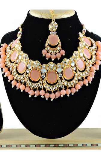 Orange designer function wear ad necklace set