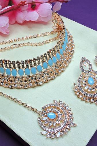 Turquoise designer function wear ad necklace set