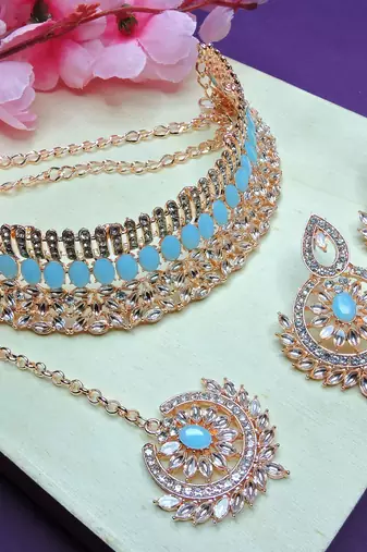Turquoise designer function wear ad necklace set