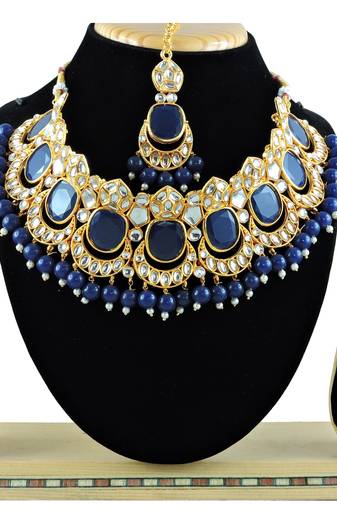 Blue designer function wear ad necklace set