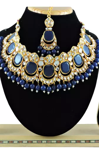 Blue designer function wear ad necklace set