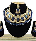 Blue designer function wear ad necklace set