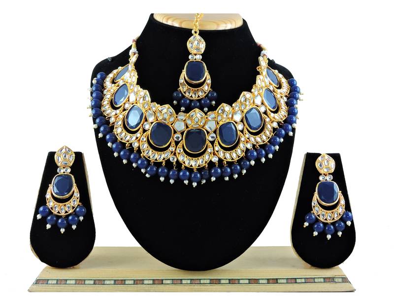 Blue designer function wear ad necklace set