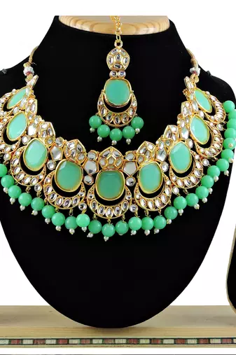 Green designer function wear ad necklace set