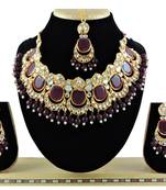 Maroon designer function wear ad necklace set