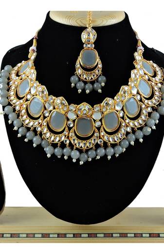 Grey designer function wear ad necklace set