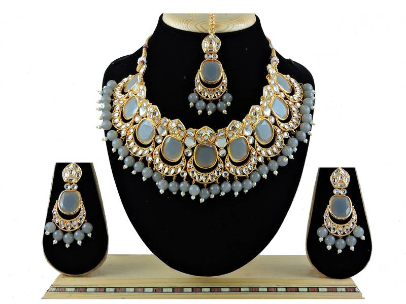 Grey designer function wear ad necklace set