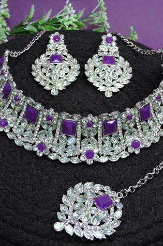 Purple designer function wear ad necklace set
