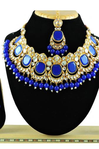 Blue designer function wear ad necklace set