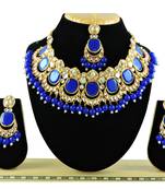Blue designer function wear ad necklace set