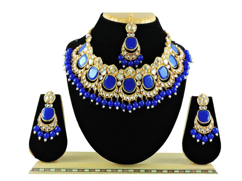 Blue designer function wear ad necklace set