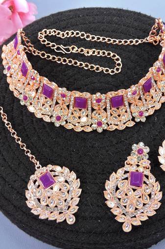 Purple designer function wear ad necklace set