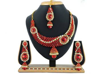 Red designer function wear ad necklace set 1
