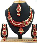 Red designer function wear ad necklace set