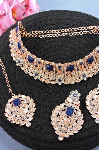 Blue designer function wear ad necklace set