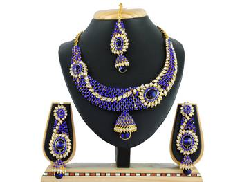 Blue designer function wear ad necklace set 1