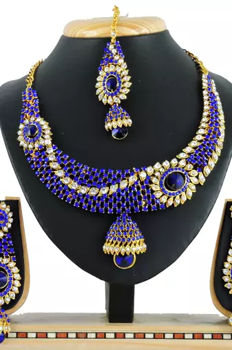 Blue designer function wear ad necklace set