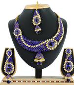 Blue designer function wear ad necklace set