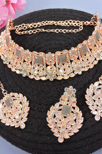 Grey designer function wear ad necklace set