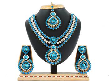 Turquoise designer function wear ad necklace set 1