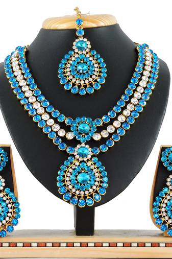 Turquoise designer function wear ad necklace set