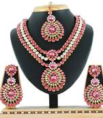 Pink designer function wear ad necklace set
