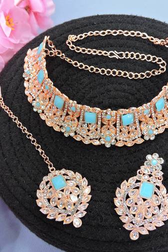 Turquoise designer function wear ad necklace set
