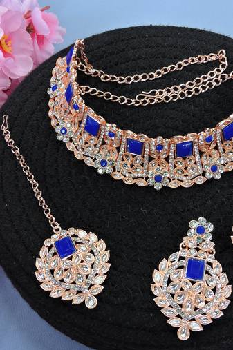 Blue designer function wear ad necklace set