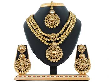 Gold designer function wear ad necklace set 1