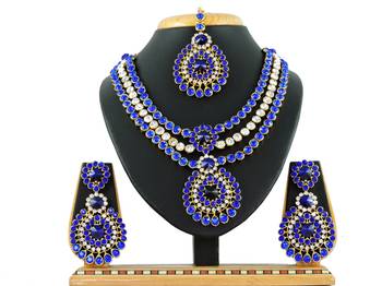 Blue designer function wear ad necklace set 1